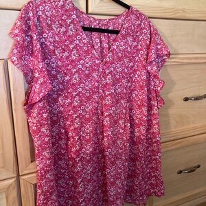 Floral Red Women's Top